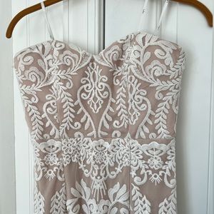 You Belong With Me White and Nude Lace Strapless
Maxi Dress